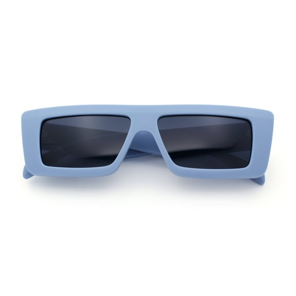 Womens Minimal Rectangle Cat Eye Retro Thick Plastic Urban Sunglasses Blue - Black