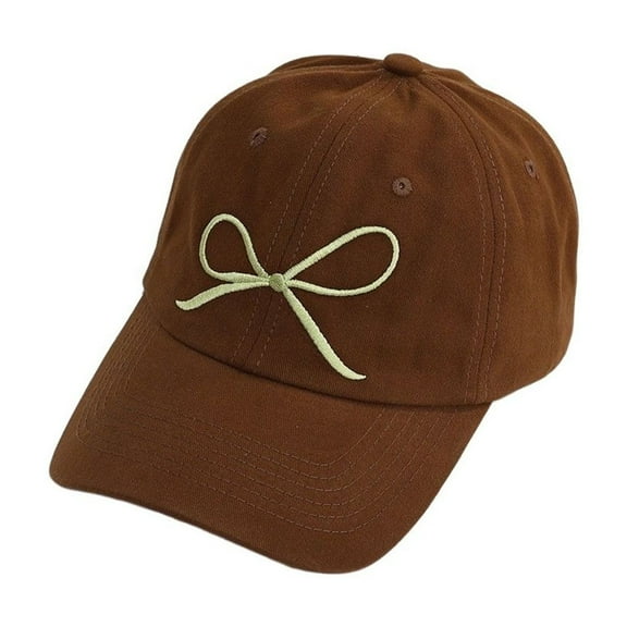 Womens Minimalist Bow Embroidered Baseball Cap Adjustable Simple Sun Hat for Her Coffee One Size