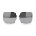 thumbnail image 1 of Womens Minimalist Rectangular Mod Butterfly Plastic Sunglasses Clear Silver Mirror, 1 of 4