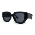 thumbnail image 1 of Womens Minimally Mod Geometric Square Rectangle Plastic Sunglasses All Black, 1 of 4