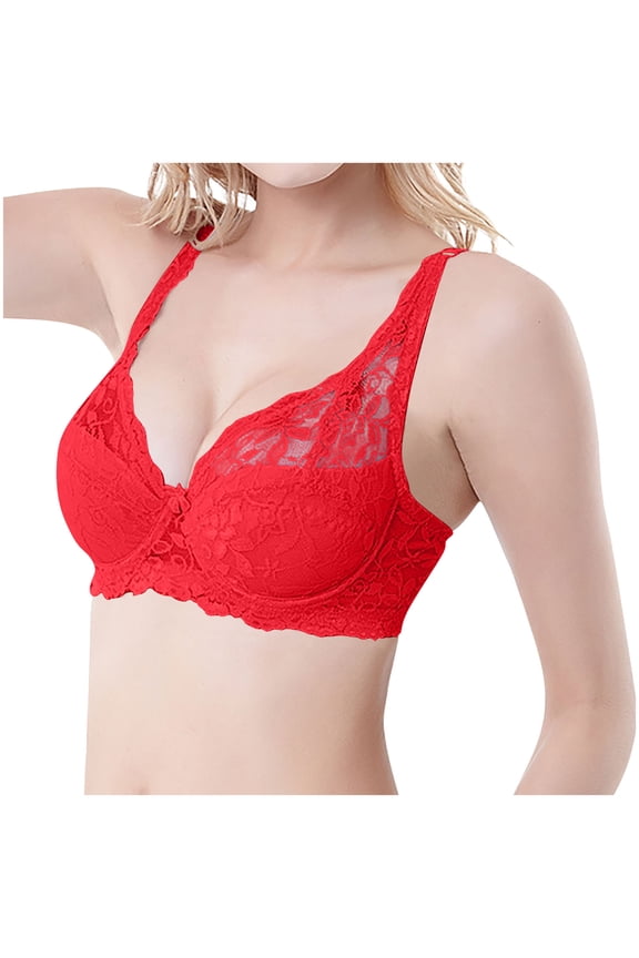 Womens Minimizer Bras Full Coverage Plus Size Underwire Lifting Sexy Floral Lace Bra for Heavy Breast