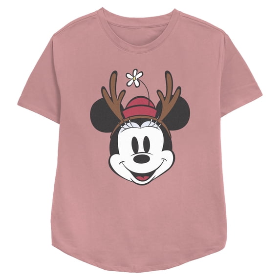 Womens Minnie Mouse Christmas Reindeer Antlers T Shirt