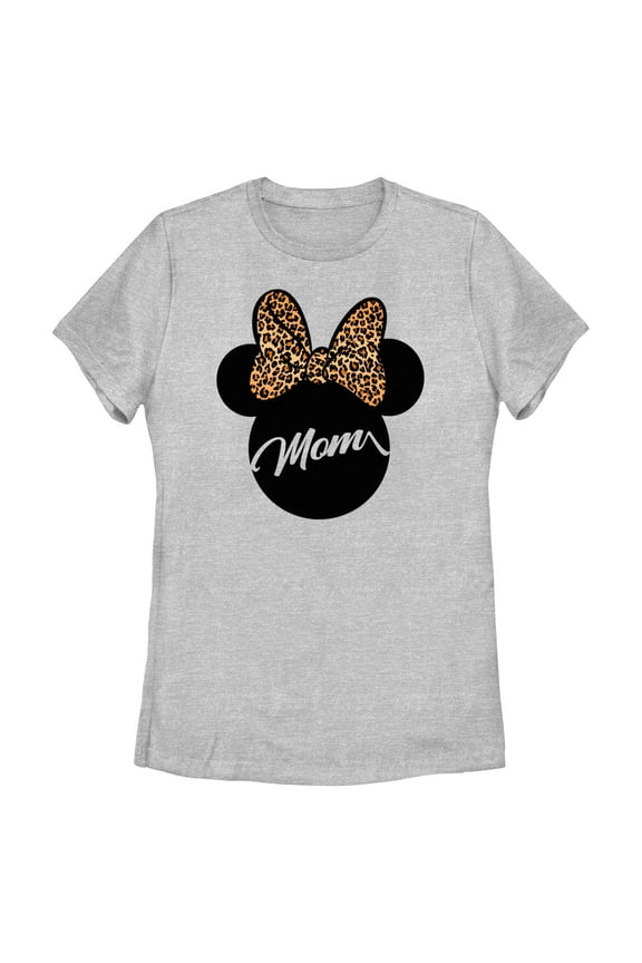 Womens Minnie Mouse Mom Leopard Bow T Shirt