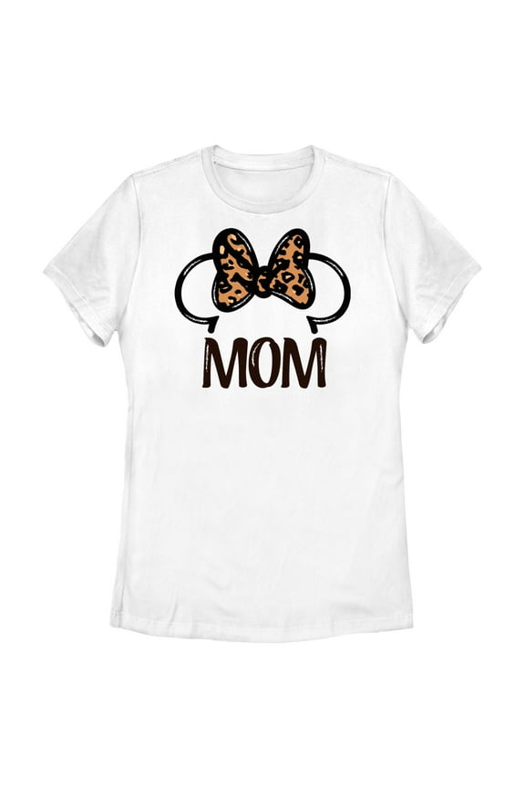 Womens Minnie Mouse Mom Leopard Ears T Shirt