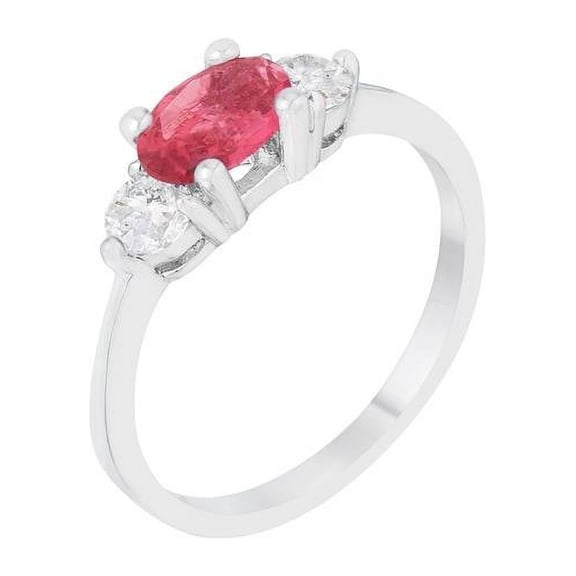 Womens Miranna 1.2 CT Cubic Zirconia Rhodium Classic Oval Ring, Fuchsia - Size 8