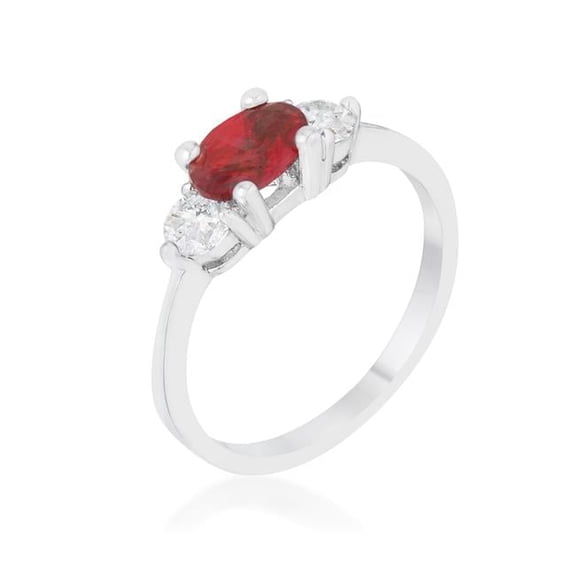 Womens Miranna 1.2 CT Garnet Cubic Zirconia Rhodium Classic Oval Ring - Size 8