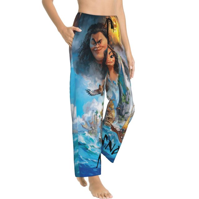 Womens Moana Pajama Pants Soft Lightweight Pajama Pants Cartoon Pajama