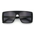 thumbnail image 1 of Womens Mobster Shield Oversized Plastic Rectangular Sunglasses Black - Smoke, 1 of 8