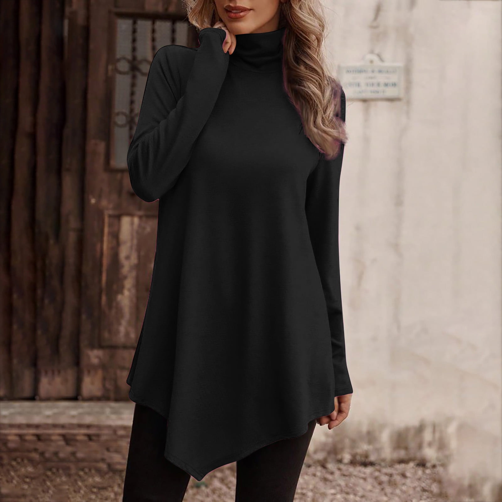 Womens-Mock-High-Neck-Tunic-