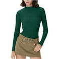 thumbnail image 1 of Womens Mock Neck Base Sweaters Ribbed Knit Casual Soft Fall Winter Base Layer Thermal Tops Slim Fit Pullovers (XL, Green), 1 of 7