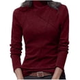 thumbnail image 1 of Womens Mock Neck Basic Tops, Long Sleeve Pullover for Women Fall Casual Slimming Fit Fleece Thin Sweaters, 1 of 4