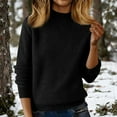 thumbnail image 1 of Womens Mock Neck Long Sleeve Knit Sweaters Turtleneck Casual Lightweight Button Cuffs Fall Pullover Sweater Black XL, 1 of 7