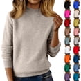 thumbnail image 1 of Womens Mock Neck Long Sleeve Sweater Turtleneck Lightweight Knit, Fall Casual Pullover Top Red S, 1 of 7
