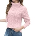 thumbnail image 1 of Womens Mock Neck Sweater, Long Sleeve Pullover for Women Fall Fashion Solid Color Cable Knitted Sweaters, 1 of 6