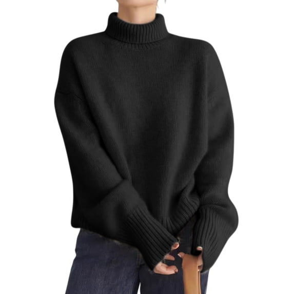 Womens Mock Neck Sweaters Oversized Chunky Long Sleeve Knit High Low Hem Pullover Top Fall Winter Fashion
