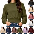 thumbnail image 1 of Womens Mock Neck Sweatshirt Fashion Casual Solid Color Fall Winter Clothes Cozy Outfits Pullover, 1 of 7