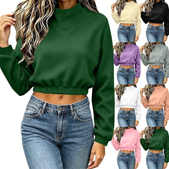 Womens Mock Neck Sweatshirt Long Sleeve Casual Loose Fit Pullover Fall Winter Solid Color Outfits