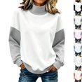 thumbnail image 1 of Womens Mock Neck Sweatshirt Oversized Pullover Sweatshirts No Hood Plain Long Sleeve Turtleneck Tops Fall Winter Clothes Light Gray XL, 1 of 9