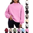 thumbnail image 1 of Womens Mock Neck Sweatshirts Oversized Pullover Fall Outfits | Fall Fashion Clothes 2026,Teacher Outfits,Long Sleeve Tops,Comfort Soft Fleece,Casual Lounge Travel Work Hiking Outfit Pink M, 1 of 9