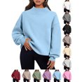thumbnail image 1 of Womens Mock Neck Sweatshirts Oversized Pullover Fall Outfits | Fall Fashion Clothes 2026,Teacher Outfits,Long Sleeve Tops,Comfort Soft Fleece,Casual Lounge Travel Work Hiking Outfit Light Blue Xxxl, 1 of 6