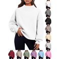 thumbnail image 1 of Womens Mock Neck Sweatshirts Oversized Pullover Fall Outfits | Fall Fashion Clothes 2026,Teacher Outfits,Long Sleeve Tops,Comfort Soft Fleece,Casual Lounge Travel Work Hiking Outfit White Xxxxl, 1 of 6