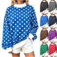 thumbnail image 1 of Womens Mock Neck Sweatshirts Oversized Pullover Polka Dot Fall Turtleneck,Fall Fashion Tops Long Sleeve Tops Casual Lounge Travel Work Hiking Tees Blue XL, 1 of 10