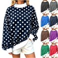 thumbnail image 1 of Womens Mock Neck Sweatshirts Oversized Pullover Polka Dot Fall Turtleneck,Fall Fashion Tops Long Sleeve Tops Casual Lounge Travel Work Hiking Tees Navy 2XL, 1 of 10