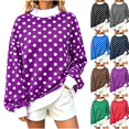 thumbnail image 1 of Womens Mock Neck Sweatshirts Oversized Pullover Polka Dot Fall Turtleneck,Fall Fashion Tops Long Sleeve Tops Casual Lounge Travel Work Hiking Tees Purple XL, 1 of 10