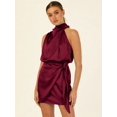 thumbnail image 1 of Womens Mock Neck Tie Waist Cocktail Party Dress, 1 of 11
