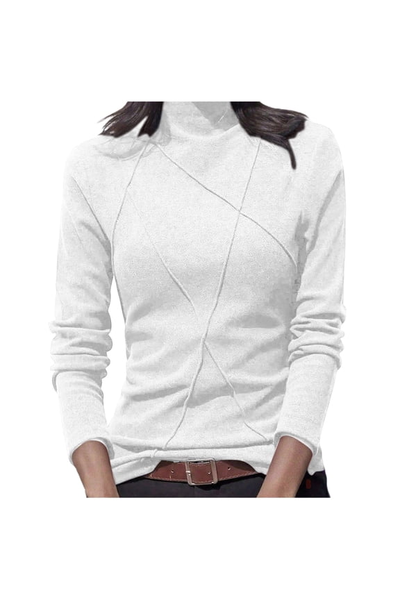 Womens Mock Turtle Neck Long Sleeve Pullover High Neck Undershirt Slim Fit Basic Casual Tee Tops Fall Clothes
