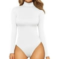 thumbnail image 1 of Womens Mock Turtle Neck Long Sleeve Tops Bodysuit Jumpsuit, 1 of 5