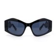 thumbnail image 1 of Womens Mod Angular Brow Cat Eye Thick Wavy Arm Plastic Sunglasses All Black, 1 of 4