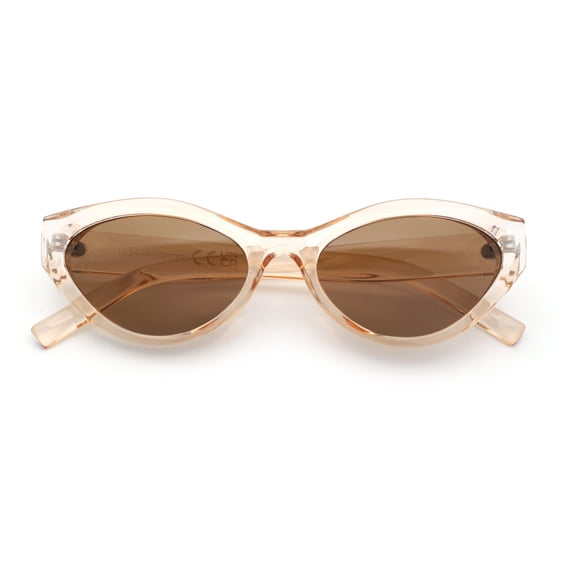 Womens Mod Beveled Thick Cat Eye Retro Fashion Plastic Sunglasses Peach - Brown