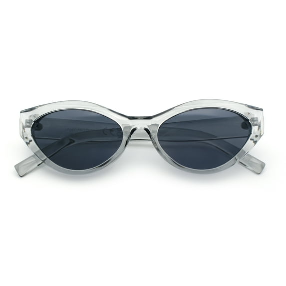 Womens Mod Beveled Thick Cat Eye Retro Fashion Plastic Sunglasses Slate - Black