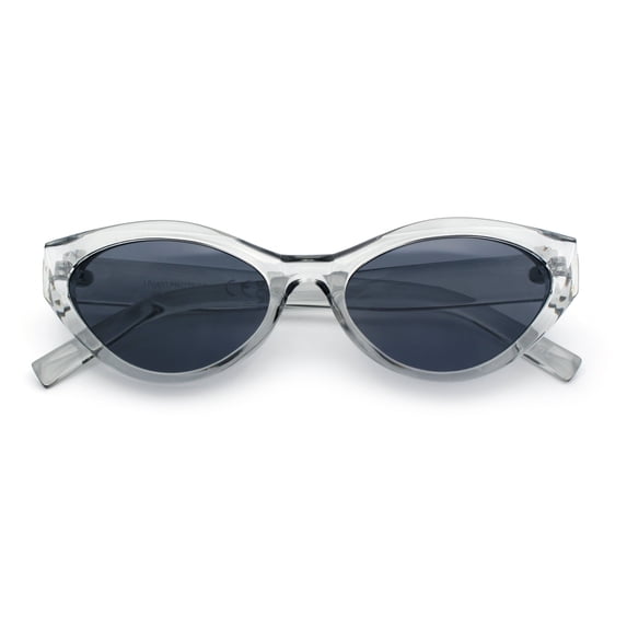 Womens Mod Beveled Thick Cat Eye Retro Fashion Plastic Sunglasses Slate - Black