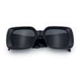 thumbnail image 1 of Womens Mod Beveled Thick Plastic Rectangular Fashion Sunlgasses [All Black], 1 of 8