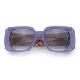 thumbnail image 1 of Womens Mod Beveled Thick Plastic Rectangular Fashion Sunlgasses [Lavender Brown - Smoke], 1 of 8