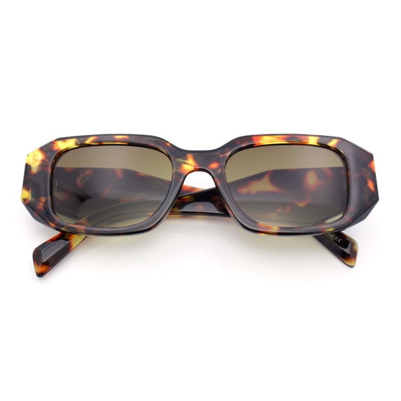 Womens Mod Bold Geometric Bevel Narrow Rectangle Minimal Plastic Sunglasses Tortoise - Brown