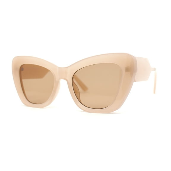 Womens Mod Cat Eye Thick Plastic Fashion Sunglasses Beige Brown