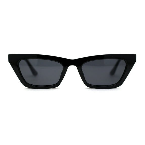Womens Mod Cat Eye Trendy Retro Plastic Sunglasses Shiny Black