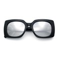 thumbnail image 1 of Womens Mod Chic Designer Fashion Thick Plastic Rectangle Butterfly Sunglasses Black - Silver Mirror, 1 of 8