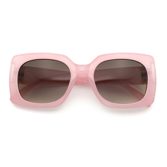 Womens Mod Chic Designer Fashion Thick Plastic Rectangle Butterfly Sunglasses Pink - Brown