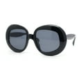 thumbnail image 1 of Womens Mod Chic Oversized Round Thick Butterfly Plastic Designer Sunglasses All Black, 1 of 4