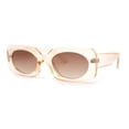 thumbnail image 1 of Womens Mod Chunky Plastic Rectangle Oval Lens Minimal Sunglasses Beige Brown, 1 of 4