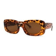 thumbnail image 1 of Womens Mod Chunky Plastic Rectangle Oval Lens Minimal Sunglasses Tortoise Brown, 1 of 4