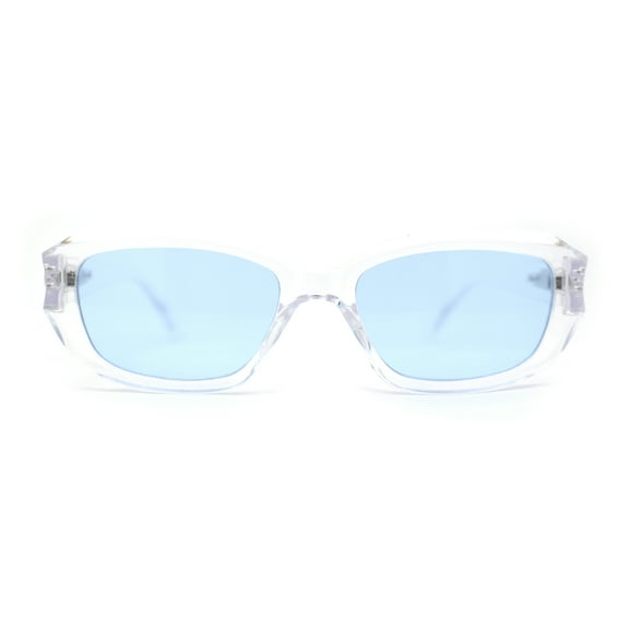 Womens Mod Classic Retro Rectangular Trendy Fashion Sunglasses Clear Blue
