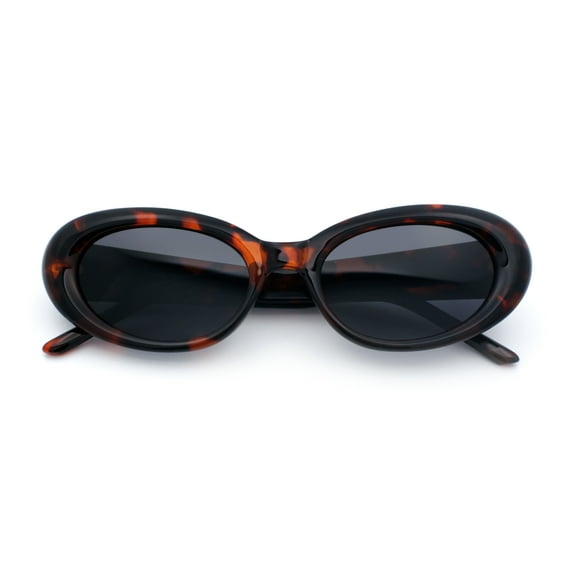 Womens Mod Classy Oval Thick Plastic Fashion Sunglasses Tortoise - Black