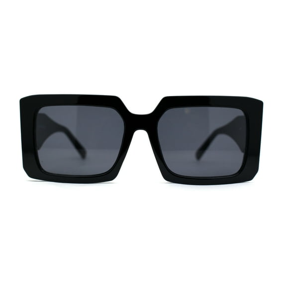 Womens Mod Designer Square Rectangle Fashion Sunglasses All Black