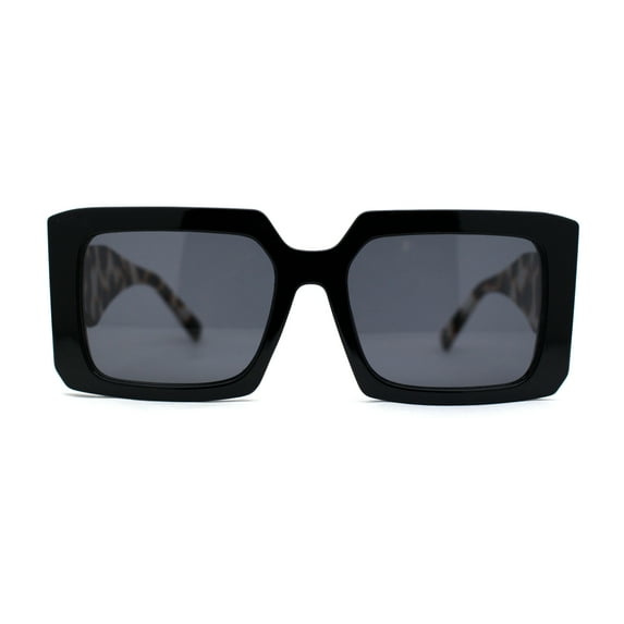 Womens Mod Designer Square Rectangle Fashion Sunglasses Black Beige Tort Black