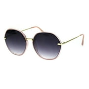 Womens Mod Exposed Edge Octagonal Designer Fashion Light Sunglasses Pink Black Smoke